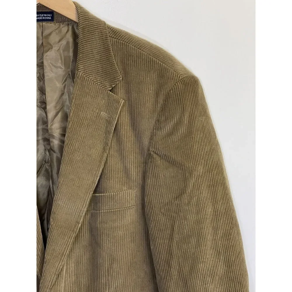 MEETING STREET Mens 44 Reg Beige Tan Corduroy‎ 2 Button Sport Coat Blazer Jacket